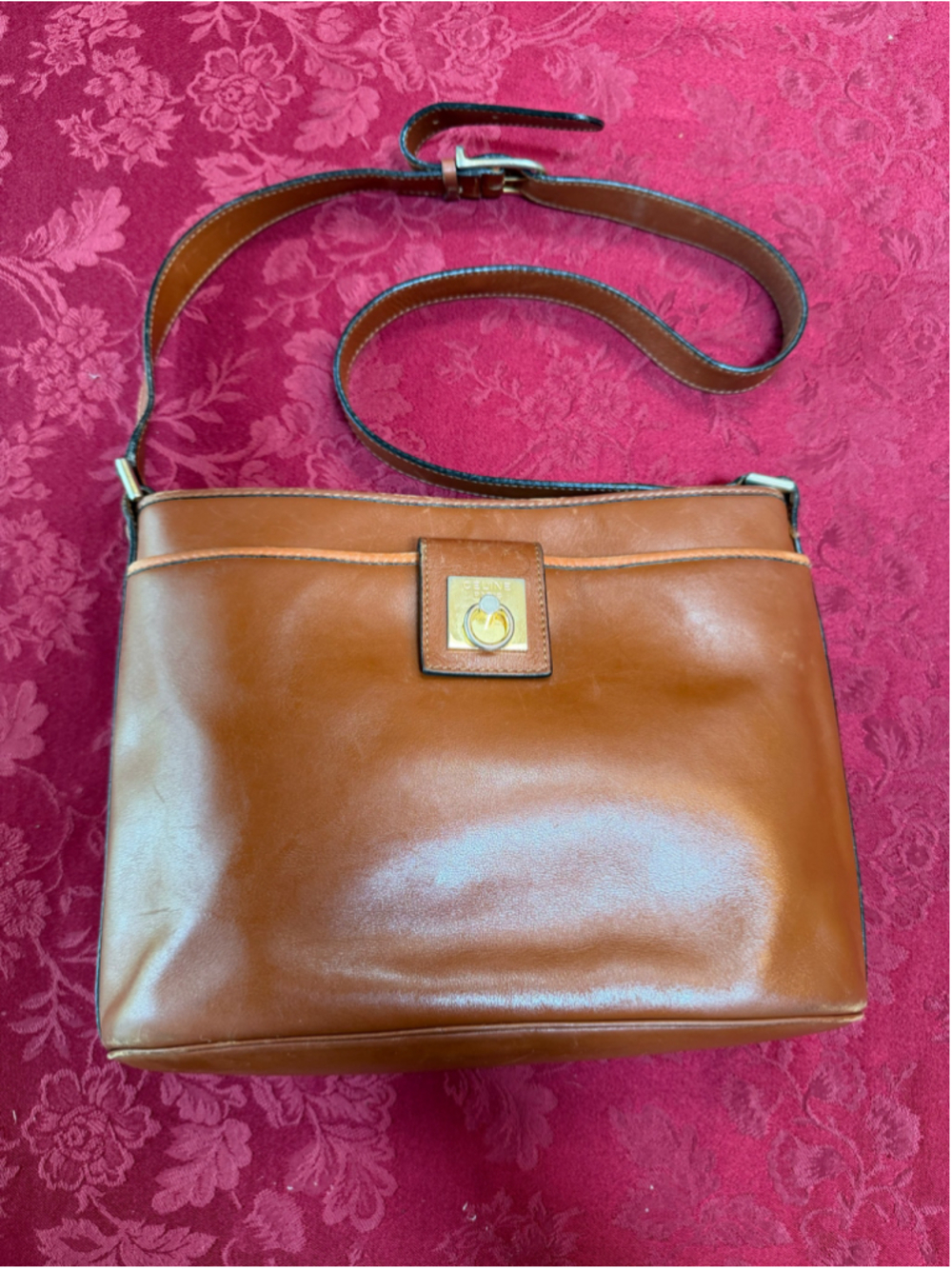 Celine Brown Leather Vintage Shoulder Bag